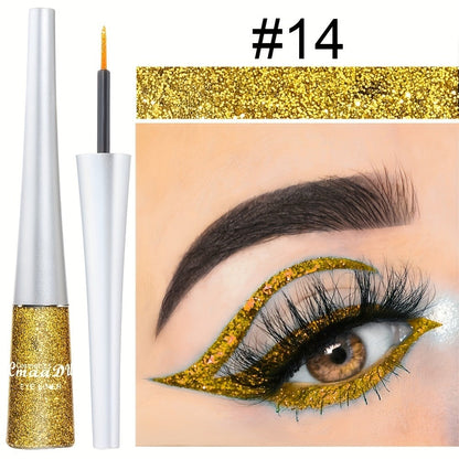 Glitter Liquid Eyeliner Set 16 Colors Waterproof Shimmer Metallic Eye Liner Pen Kit – Long-Lasting Smudge-Proof Sparkle Eye Makeup for Party