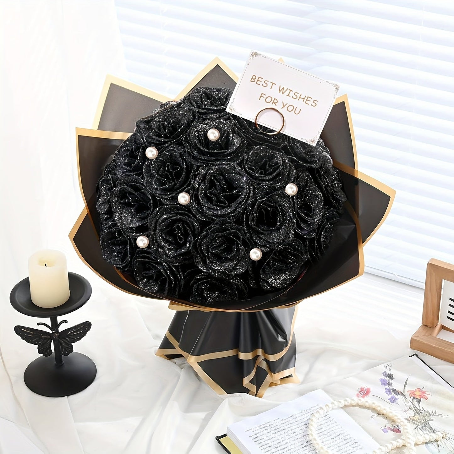 Artificial Flowers Flash-Shine Rose Bouquet in 24 or 36-Piece Sets across Five Color Options