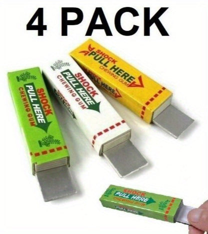 Shocking Gum Prank Toy 4 Pack, Realistic Vibrating Fake Chewing Gum Electric Shock Joke Candy, Funny Gag Gift for Kids Teens & Adults