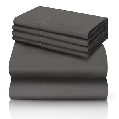 Bed Sheet Set California King 6-Piece Microfiber with 18-Inch Pocket and Sixteen Solid Color Choices