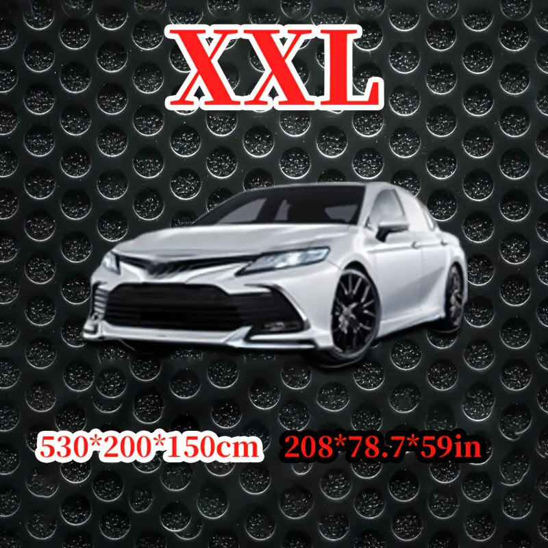 Black Full Car Cover with Green Reflective Trim in Six Sedan or SUV Sizes from 490 x 180 x 150 to 540 x 200 x 185 cm