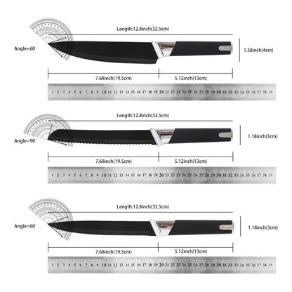 13-Piece Kitchen Knife Set with Block, Chef Bread Steak Knives Scissors Stainless Steel Colorful Cutlery Gift Set with Knife Holder
