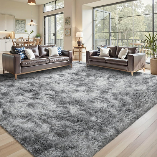 Rectangular Shaggy Area Rug with Nine Color Labels and 3 x 5-Foot to 8 x 10-Foot Size Options