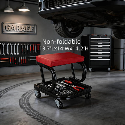 Rolling Mechanic Creeper Stool 300 lb – Foldable Z-Shape 3-in-1 Crawler Seat & Sliding Work Stool with 6 Swivel Casters