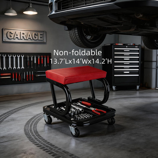 Rolling Mechanic Creeper Stool 300 lb – Foldable Z-Shape 3-in-1 Crawler Seat & Sliding Work Stool with 6 Swivel Casters