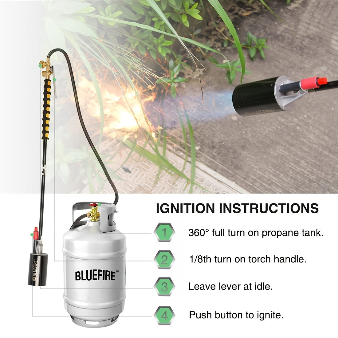 Propane Weed Torch, Flame Weeder Ice Melter Outdoor Roof Driveway for Garden, Patio and Yard Use
