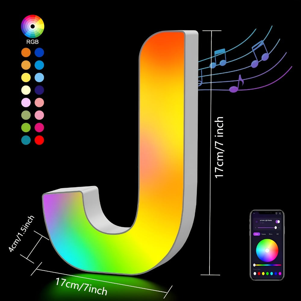 LED Letter Lights Music Sync – Colorful Flashing Marquee Alphabet Lights for Room Decor, Party, Bedroom, Festival & Camping