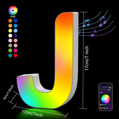 LED Letter Lights Music Sync – Colorful Flashing Marquee Alphabet Lights for Room Decor, Party, Bedroom, Festival & Camping