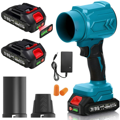Cordless Handheld Leaf Blower and Air Duster Kit in Yellow or Blue with Two Batteries, Charger and Two Nozzles