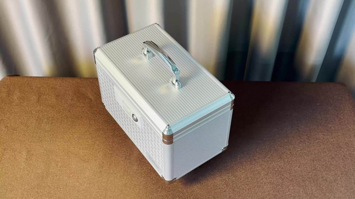 Locking Medicine Storage Box Aluminum Alloy with Key Lock & Handle, High- Family Medicine Organizer