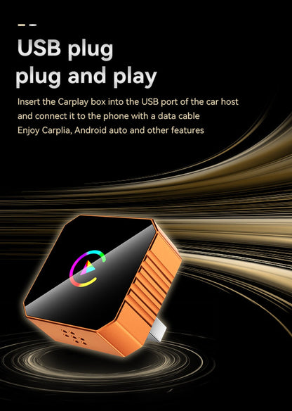 Compact USB Adapter for Factory Wired CarPlay or Android Auto Systems with Orange or Black Checkout Options