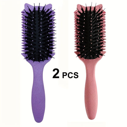 Detangling Brush for Curly Wavy Coily Hair 1 or 2 Pcs – Flexible Bristles Reduce Breakage & Frizz, Gentle Scalp Massage