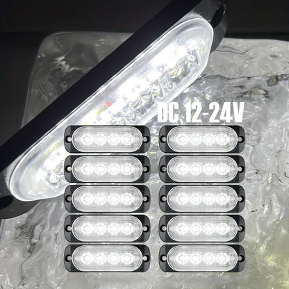 10pcs Universal LED Marker Lights for Trucks Cars 12V-24V Upgraded Clearance Side Marker Indicator Lamps, White Amber Red Options
