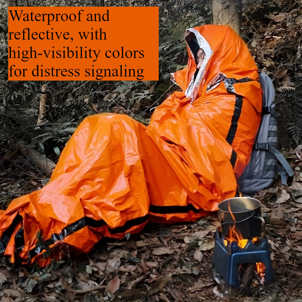 Emergency Sleeping Bag 4-Pack with Survival Whistles – Mylar Thermal Blanket Shelter Bag, Lightweight Waterproof Bivy Sack for Camping