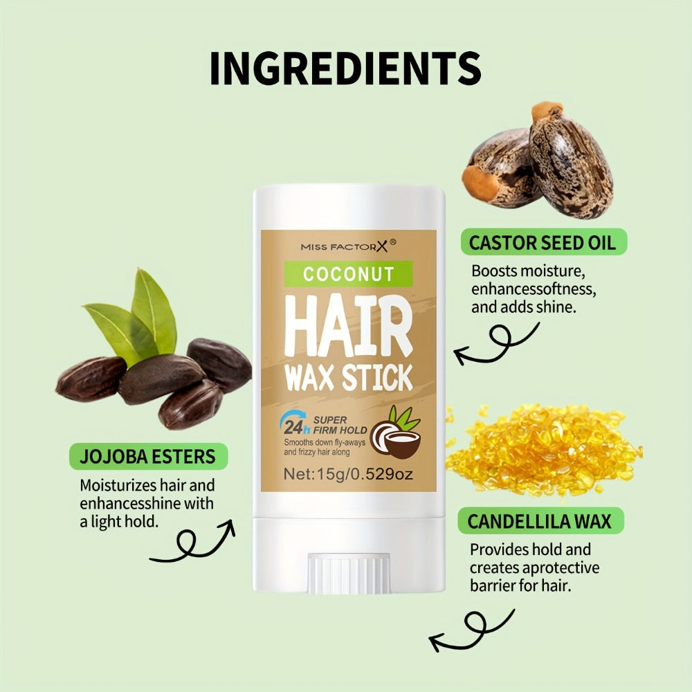 Hair Wax Stick 5 Pack Flyaway Control Edge Control with Jojoba Oil for Home, Travel and Salon Hair Styling