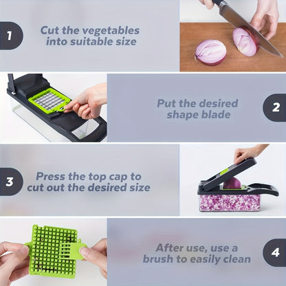 Vegetable Chopper 16-in-1 Multifunctional Food Chopper Slicer & Dicer for Bath Time, Home Spa and Personal Care