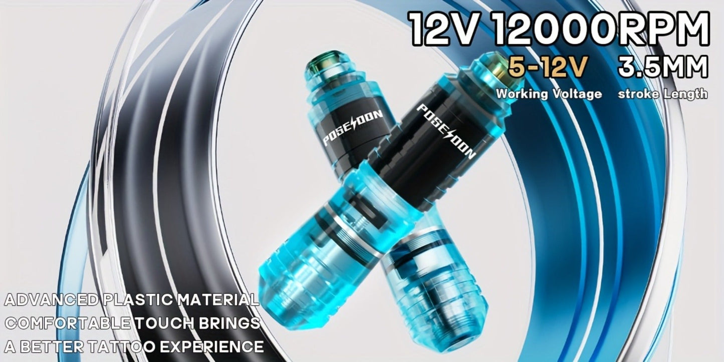 Tattoo Pen Kit Complete Beginner Set - Wireless Battery Tattoo Pen 1400mAh LCD Screen, 10pcs Cartridge Needles