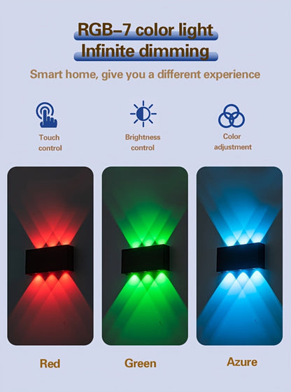 RGB Wall Light 2 Pack Battery Powered - Seven Color Gradient Dimming Night Light with Touch Switch