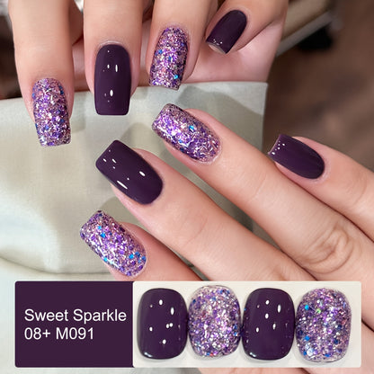 Gel Nail Polish Two-Color Candy Glitter Duo, 0.51 oz Each with Seven Shade Pair Options for UV/LED Curing