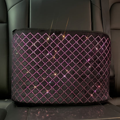 Rhinestone Car Seat Back Purse Holder and Mesh Barrier in Six Crystal Color Checkouts for Cars and SUVs