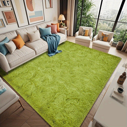 Area Rug Fluffy Faux-Fur Shag in Solid, Tie-Dye and Ombre Colors with Six available Room Sizes