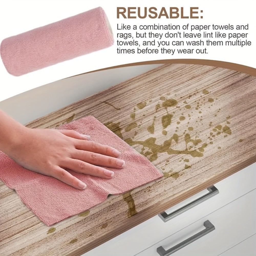 Reusable Microfiber Cleaning Towels 30-Pack, Kitchen Dish Cloth Roll, Absorbent Hand-Torn Disposable Napkins