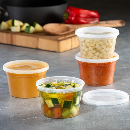 Food Storage Containers 24-Pack 16 oz Round Deli Boxes with Fitted Lids for Portion and Refrigerator Storage