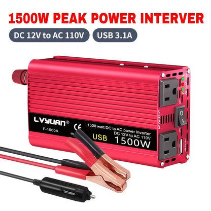 Car Power Inverter 500W 12V to 110V AC Outlet Converter with QC3.0 USB Port for Vehicle Boat Truck RV Portable Auto Power Adapter 200W Rated