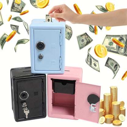 Metal Coin Bank Safe with Key and Combination Lock – Secure Steel Money Box with Removable Drawer, Coin Slot & Cash Storage for Home Office