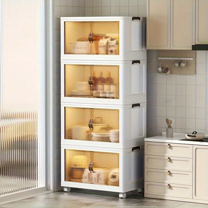 56cm Foldable Rolling Storage Cabinet with Front Doors and Three-, Four- or Five-Layer Options