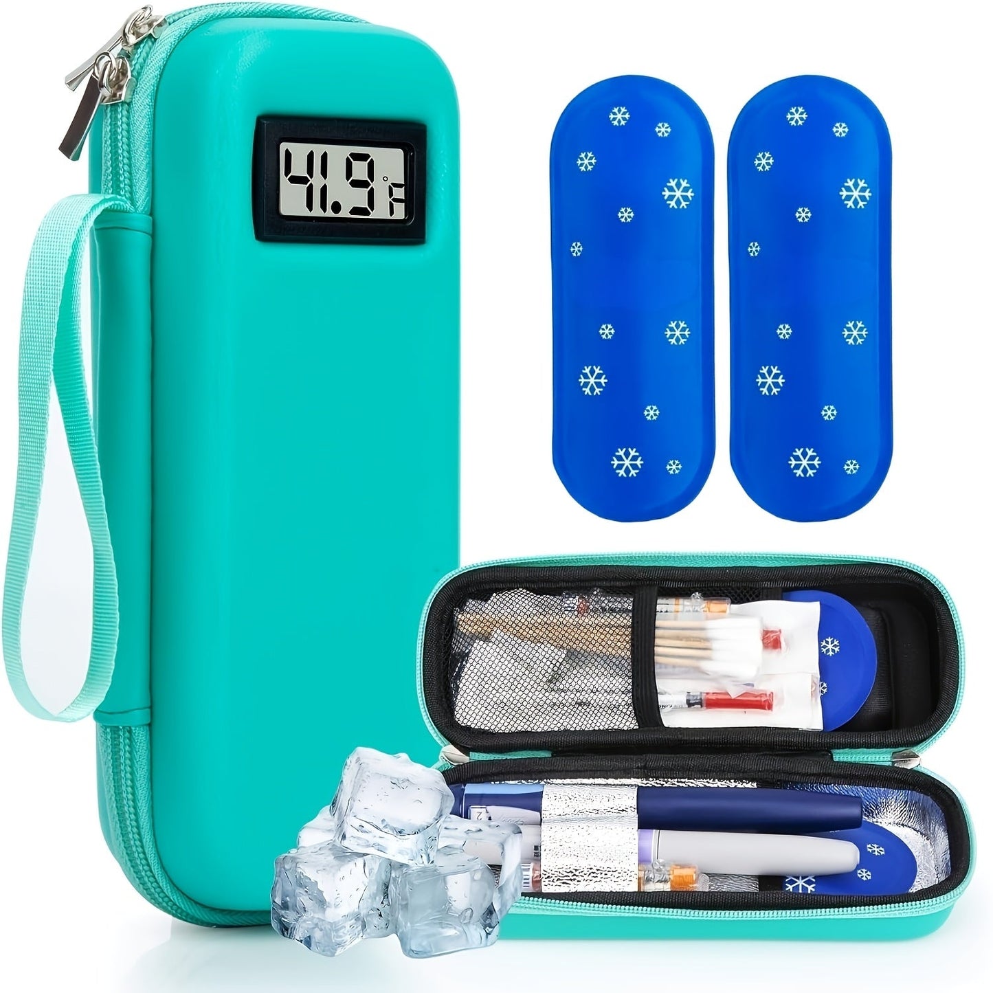 Insulin Travel Case with Temperature Monitor 2 TSA Approved Ice Packs Portable Diabetic Bag for Entryways, Bedrooms and Living Spaces