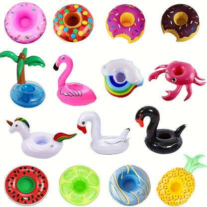 Floating Pool Drink Holders 15 Pack, Flamingo Inflatable Cup Coasters for Beer Cans, Water Bottles & Beverages