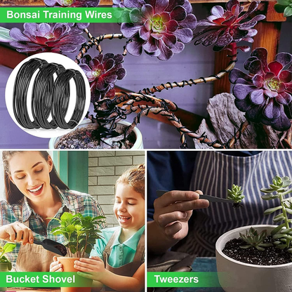 Bonsai Tool Set 24-Piece Kit for Beginners & Enthusiasts, Includes Pruning Shears, Scissors, Trimming Tools & PU Leather Bag