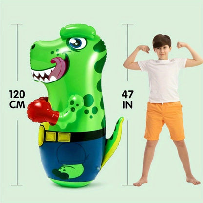 Inflatable Dinosaur Punching Bag for Kids 47 Inch, T-Rex Blow Up Bouncing Back Bopper, Water Base Bop Bag for Indoor Outdoor Active Play