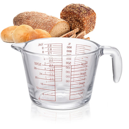 Glass Measuring Cups Set, Food Grade Borosilicate Measuring Cup with Handle & Spout, Microwave &