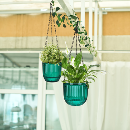 Self Watering Hanging Planters Set of 4 – 6.5" & 4.5" Hanging Flower Pots with 3 Hooks & Drainage Holes for Indoor Outdoor Home Garden