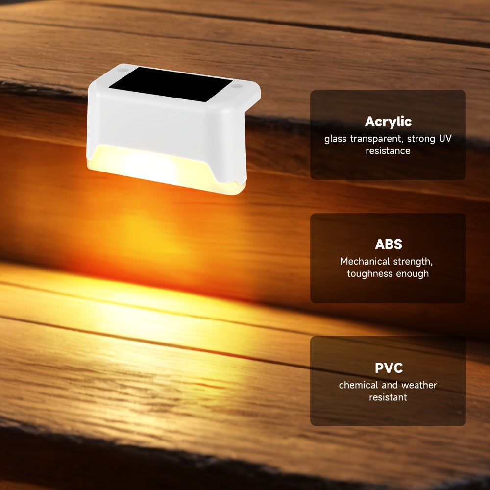 Solar Step Lights IP65 Waterproof – LED Deck Lights for Outdoor Stairs, Fence & Pathway, Auto On/Off Dusk to Dawn