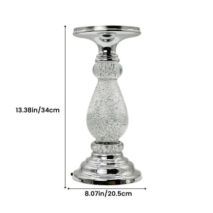 LED Swirling Candle Holder with On/Off Switch – Polished Acrylic Pedestal Base Fits 3-Wick Candles Up to 4 Inch Silver Gold Centerpiece
