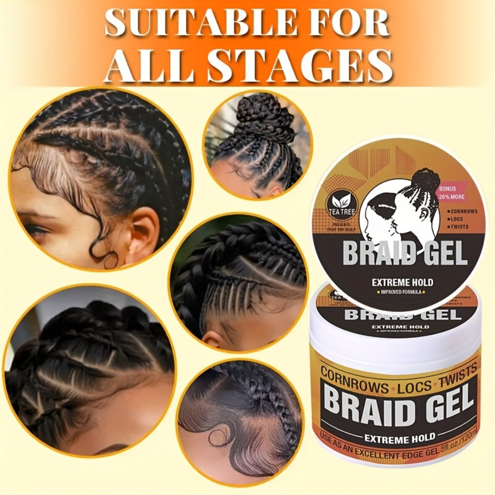 Extreme Hold Braid Gel & Edge Control Hair Wax Pomade – Anti-Frizz, Moisturizing, Long-Lasting for Braids, Locs, Twists & Sleek Styles