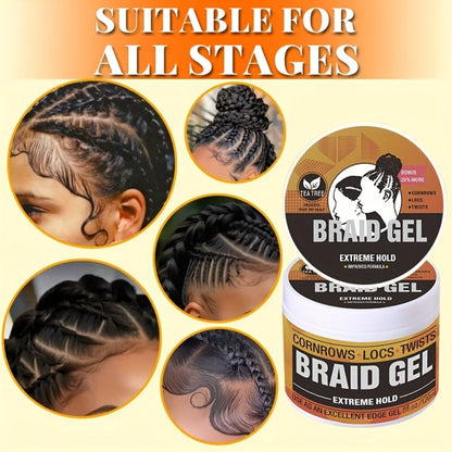 Extreme Hold Braid Gel & Edge Control Hair Wax Pomade – Anti-Frizz, Moisturizing, Long-Lasting for Braids, Locs, Twists & Sleek Styles