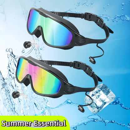 Mirrored Swimming Goggles with Nose Clip, Earplugs and Case in Gold, Pink or Two-Pair Gold-and-Pink Options