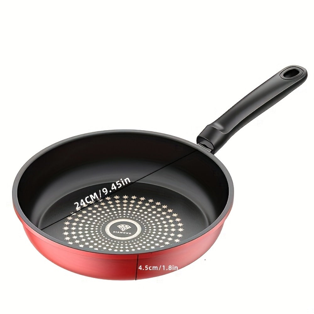 Cast Iron Frying Pan Non-Stick with Lid 9.45 Inch - Powder Coated Skillet Compatible with Induction Gas Electric Stove