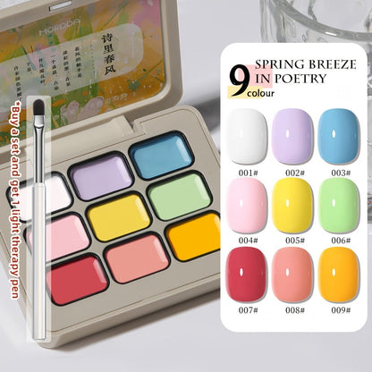 Gel Nail Polish MORDDA 9-Color Spring Breeze Set with Included LED Curing Pen for Home Nail Art