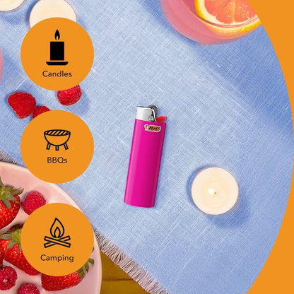 BIC Classic Pocket Lighters Bulk, Assorted Colors, Reliable Windproof Flame for Candles Fireplace Camping Grill