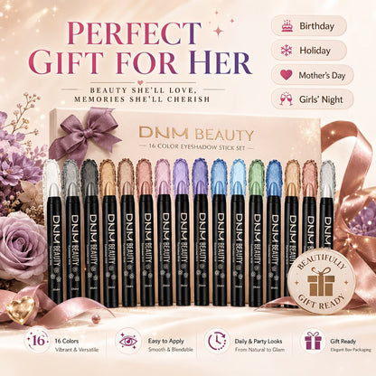 Highly Pigmented Eyeshadow Stick Set 16 Colors Waterproof Matte & Shimmer Eye Makeup Pencil Kit