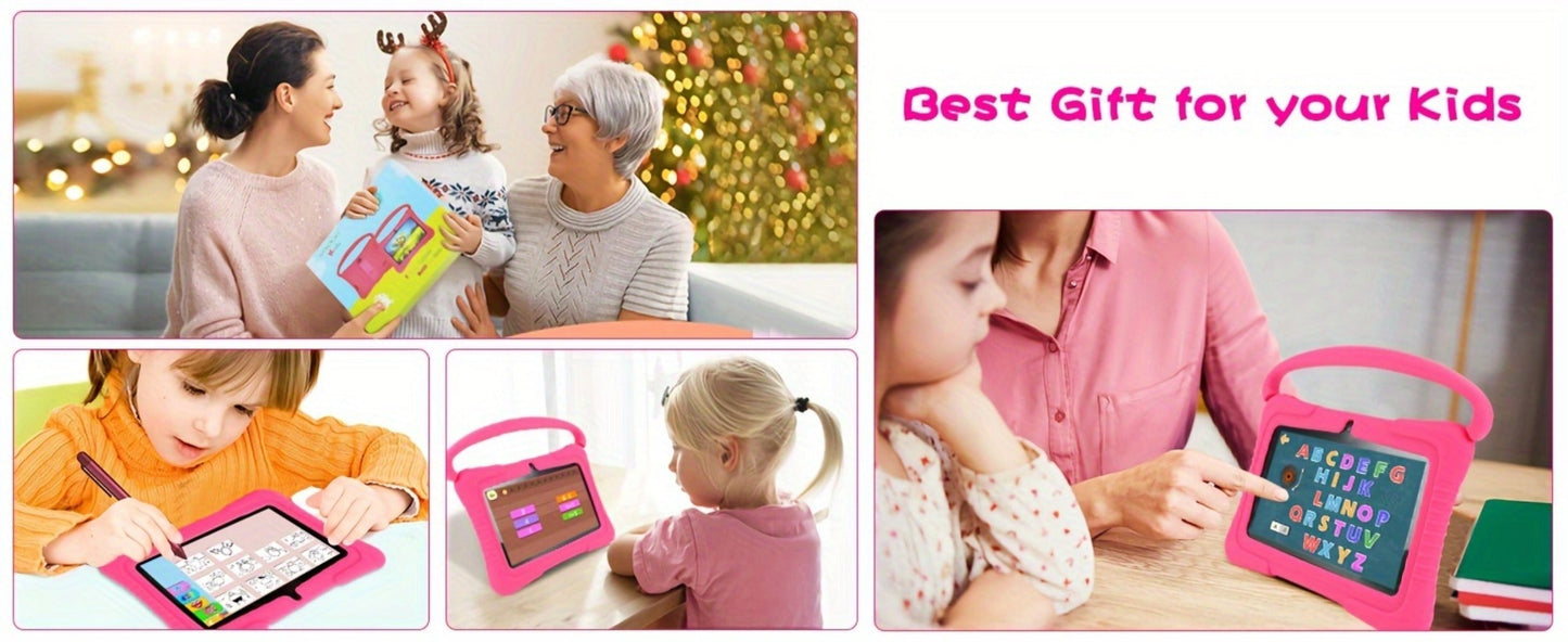 Kids Tablet 7 Inch Veidoo Android WiFi Eye Protection Screen Dual Camera Parental Control Educational Games Drop-Proof Silicone Cover 1+16GB