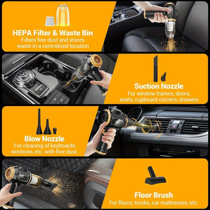 Cordless Handheld Vacuum Cleaner with LCD Display & Multi-Nozzles, 9000Pa Suction 50000RPM HEPA Filter