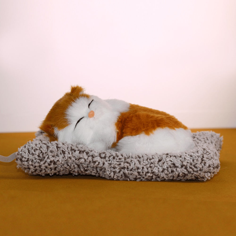 Plush Toy Realistic Sleeping Cat with Meow Sound in Four Coat Patterns for Desk or Room Display