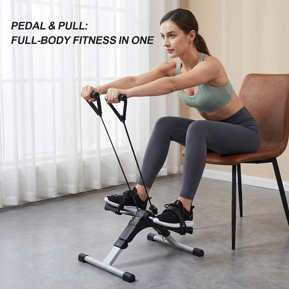 Portable Elliptical Trainer Mini Exercise Bike Under Desk Pedal Exerciser LCD Display for Entryways, Bedrooms and Living Spaces