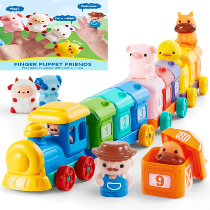 Farm Number Train Learning Toy for Toddlers with 9 Farm Animals & Farmer with the Listed Color, Size or Set Options for Everyday Use